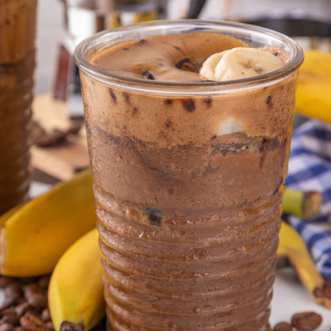 Banana Coffee (banoffee) smoothie with chia seeds